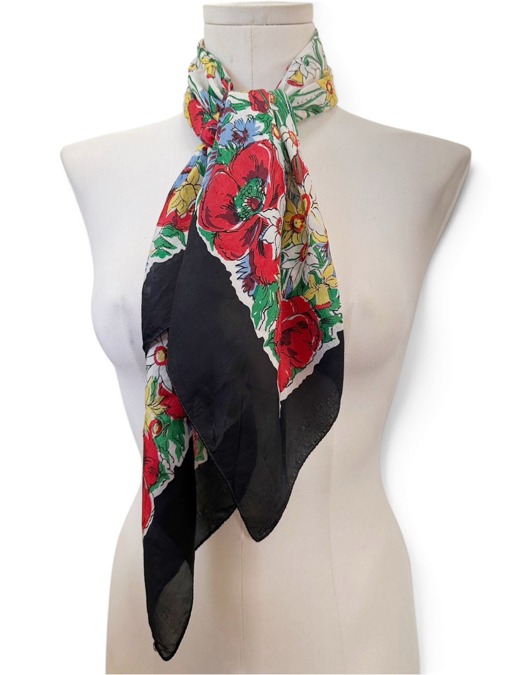 Vintage Silk Floral Scarf